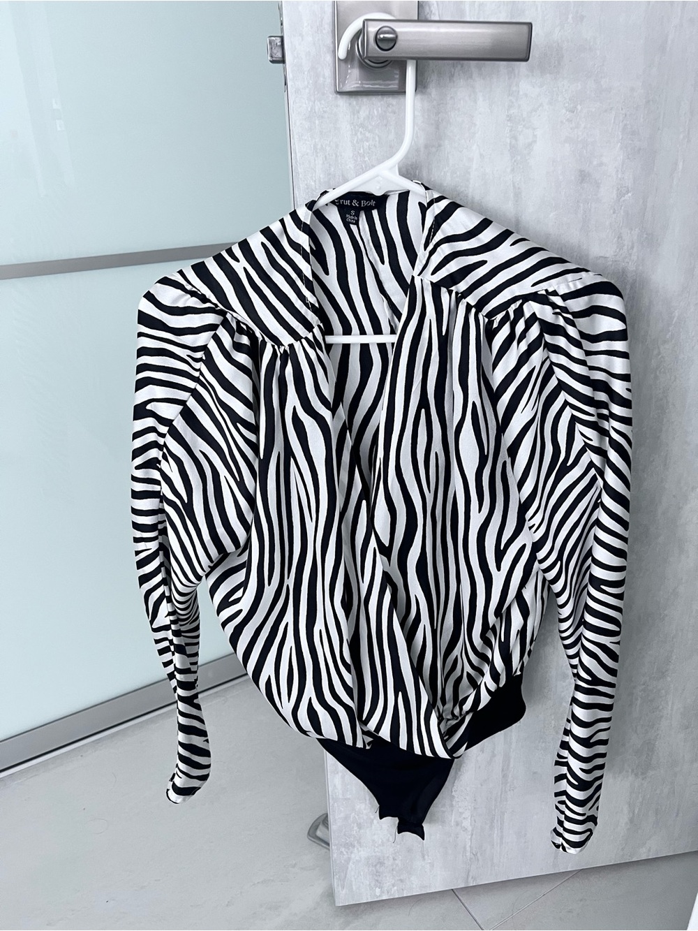 Zebra-Print Long Sleeve Bodysuit - Black & White